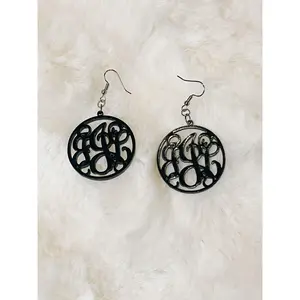 Black Acrylic Monogrammed Earrings