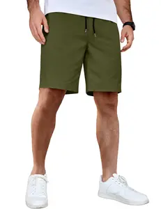 COOFANDY Men's Casual Shorts Cotton Elastic Waist Drawstring Shorts Lightweight Summer Beach Shorts