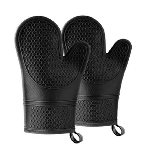 2-Pack Silicone Oven Mitts, Heat Resistant Up to 500°f, Soft Baking Gloves with Non-Slip Grip & Cotton Lining, Ideal for Kitchen Cooking