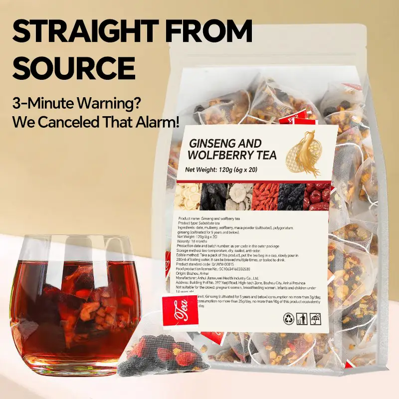 Ginseng Five Treasure Tea, Kidney Tea Formula Ginseng Six Treasure Natural Detox for Men & Women, Organic Chinese Herbal Tea, 6 Precious Ingredients F