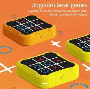 Rechargeable Tic Tac Toe Game Box, Upgraded 4 Fun Brain and Memory Games, Compact Handheld Game Console, Portable Puzzle Travel Game Ideal Gifts for All Ages 3+