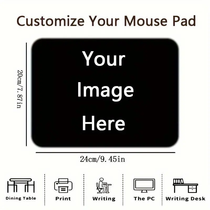 2D Customized Mouse Pad 1pc, Please Upload Your Pattern,Non-slip Office Computer Desk Pad, Heat Resistant Coffee Pad Decoration, Gaming Accessories Keyboard Pad