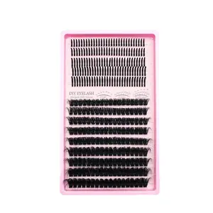 Upgraded DIY Spiky Fairy Eyelash Clusters - Fluffy 80D & 100D Mix Individual Lash Extensions, Black Stem, 150pcs, 10-22mm, for Makeup Use Cosmetic