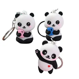 Cute Cartoon Panda Car Keychain, Soft Gel Panda Plush Toy, Bag Hanging Decoration, Couple Small Ornament, Activity Gift