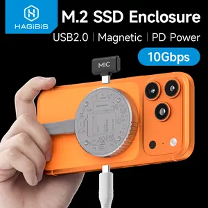 Hagibis M.2 2230 NVMe SSD Enclosure With PD 100W For iPhone 16/15 Pro USB C 3.2 Gen2 Type-C 10Gbps to NVMe PCI-E Adapter Aluminum External SSD Case For MacBook iPad Pro HUAWE Mate60 Pro Samsung Galaxy S24