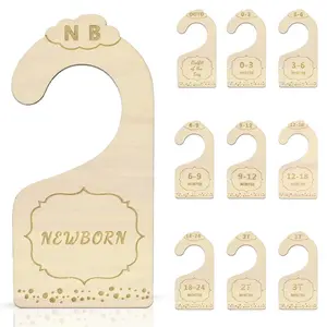 Baby Closet Dividers Set, Wooden Infant Wardrobe Size Tags, Newborn Nb to 3t Clothing Classification Labels, Baby Nursery Essentials, Clothes Hanger Organizers