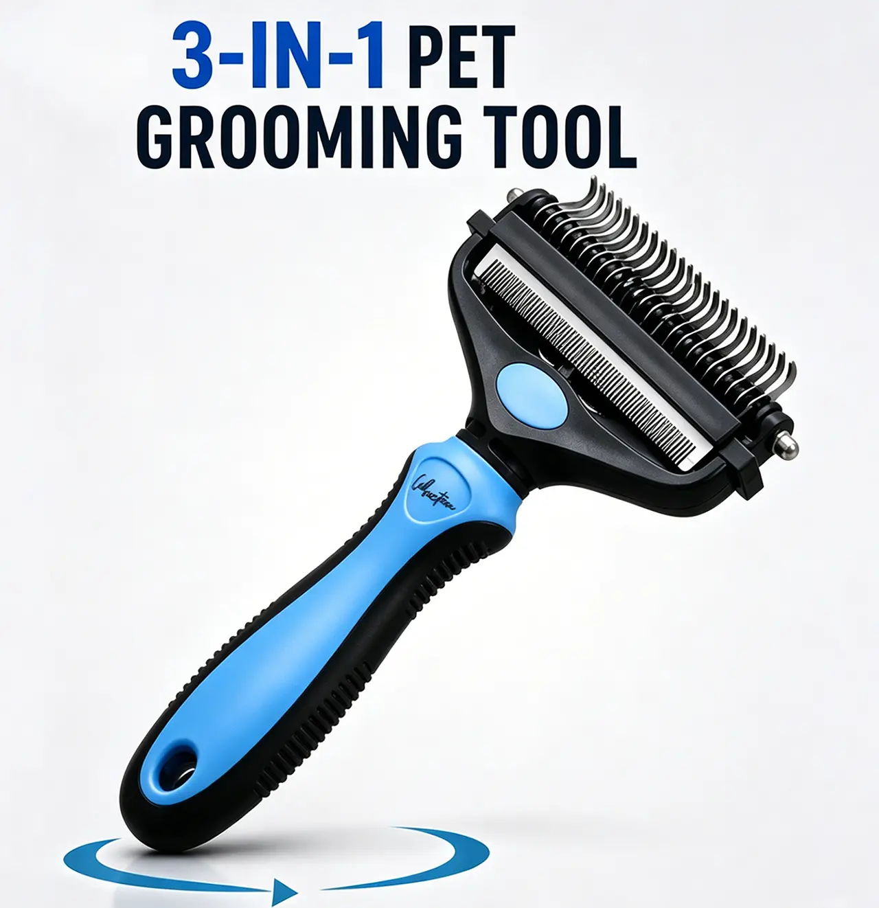 3-in-1 Stainless Steel Universal Pet Grooming Comb for Dogs & Cats - Groomer Tools, Double-Sided Easy Grooming Fur Removal Shedding Tool, No-Pull No-Pain Detangles Hair, All-Seasons Beauty/Hair Care