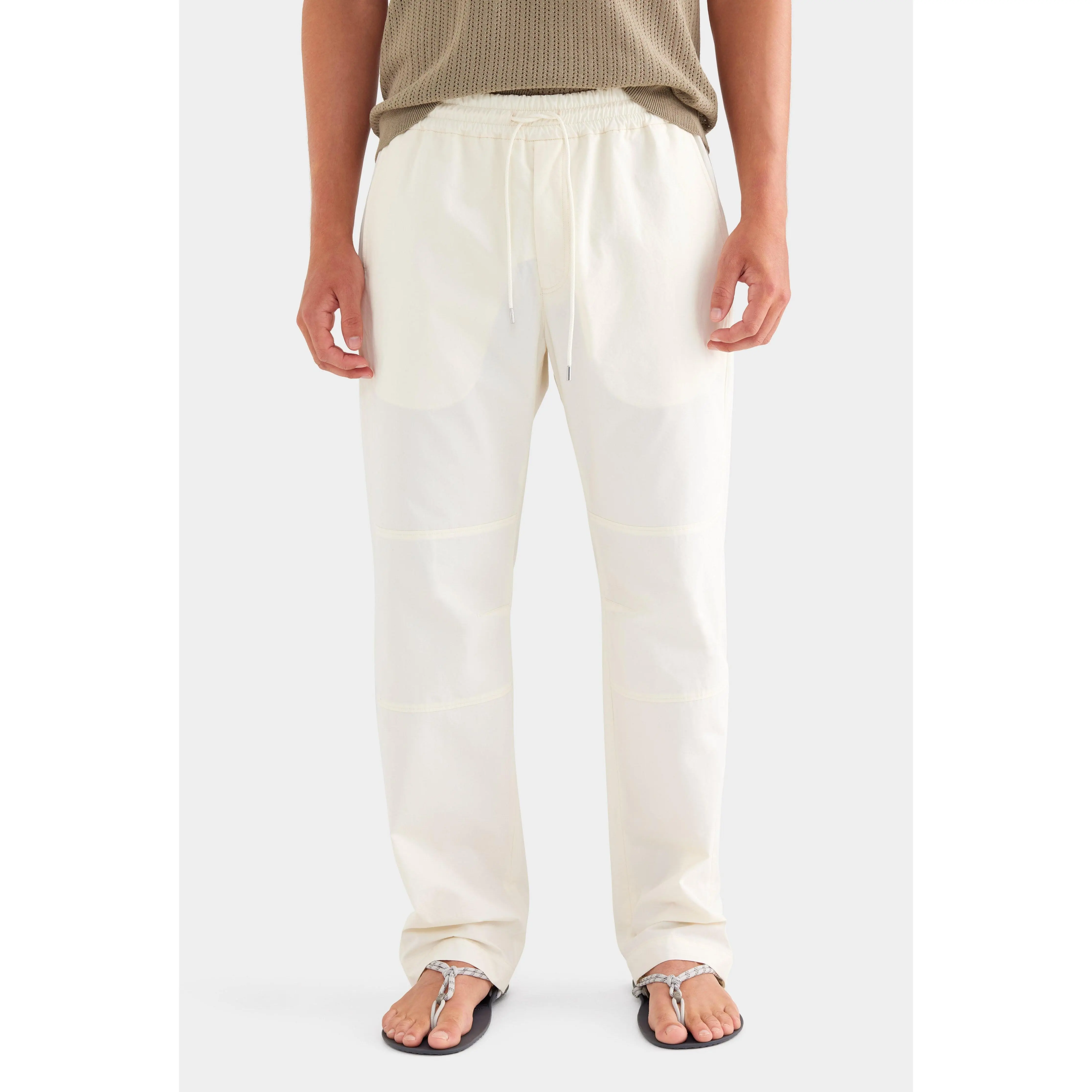 Panelled Poplin Trouser - Cream