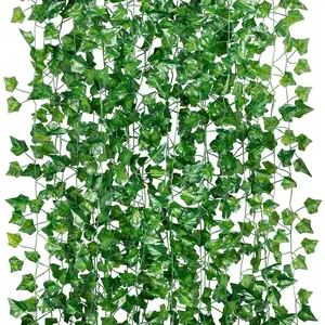 84ft 12 Pack / 82 inch, Artificial Ivy Garland  Leaf  Vine,  Leaves Garlands for Wedding Party Garden Kitchen Outdoor Greenery Wall Decor Green