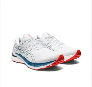 White Running Shoes with Blue & Red Accents – Lightweight, Cushioned & Perfect for Marathon Training or Daily Jog