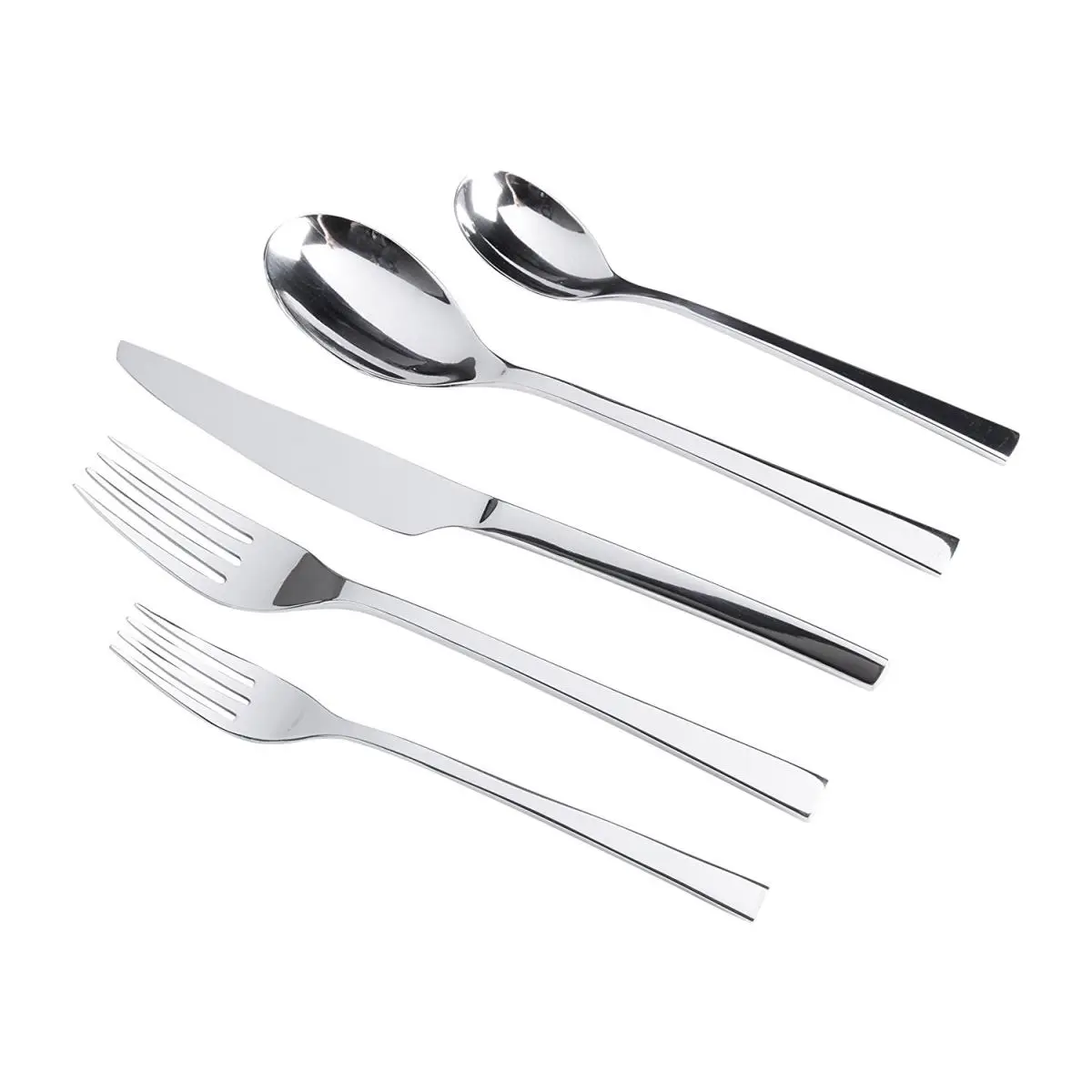 Gibson Sparland Forged Cutlery Set, 20-Piece Metro Inspired Design with Mirror Polish, Dishwasher Safe for Camping & Picnic