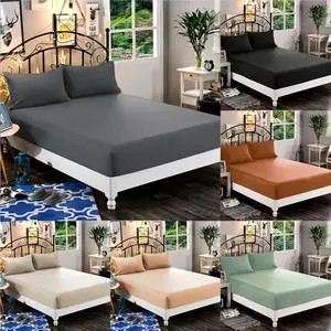 Pure Color Pattern Bedding Set, Soft Comfortable Sheet Set, Mattress Protector, Bedroom Guest Room Dorm Decor, 1 Fitted Sheet + 2 Pillowcases, Bedsheet Sets