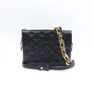 Pre-owned Louis Vuitton Lambskin Shoulder Bags Coussin BB Black Shoulder Bag T10381909