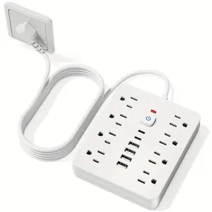 17 in 1 Power Outlet with Flat Plug Wall Mount Surge Protector 11 Sockets 4 USB and 2 USB C Ports 5ft Cord for Home Office and Desk Setup