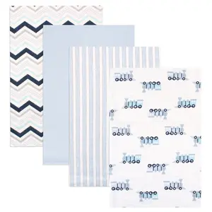 Luvable Friends Cotton Flannel Receiving Blankets, Train