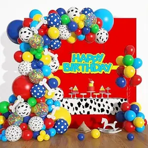 155pcs Paw Balloons Garland Arch Kit, Dog Bone Paw Print Foil Balloons Red Yellow Blue Green Paw Balloon for Puppy Paw Themed Boy Birthday Party Decorations Supplie Light