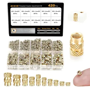 420 count M3 M4 M5 Threaded Inserts Assortment Kit for  Printing Components, Metric Brass Knurled Nuts, Insert by Heat into Plastic