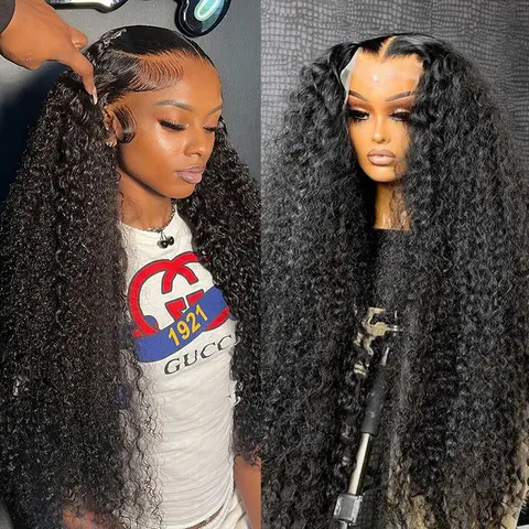 Bling Natural Thick Full Breathable Brazilian Human Hair Lace Front Wig - 13x4 HD Transparent Frontal, 13x6 Jerry Curly, 180% Density, 12-38in, Party Use, Gifts Option