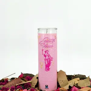 Secret of Venus Intention Candle - Decorative Candle with Pink Design and "Secret of Venus" Text - Ornaments