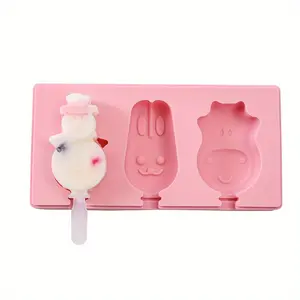 1pc Cartoon ice cream mold Food grade silicone DIY Popsicle mold with cover home Popsicle mold summer homemade Popsicle mold soft silicone material practical mold