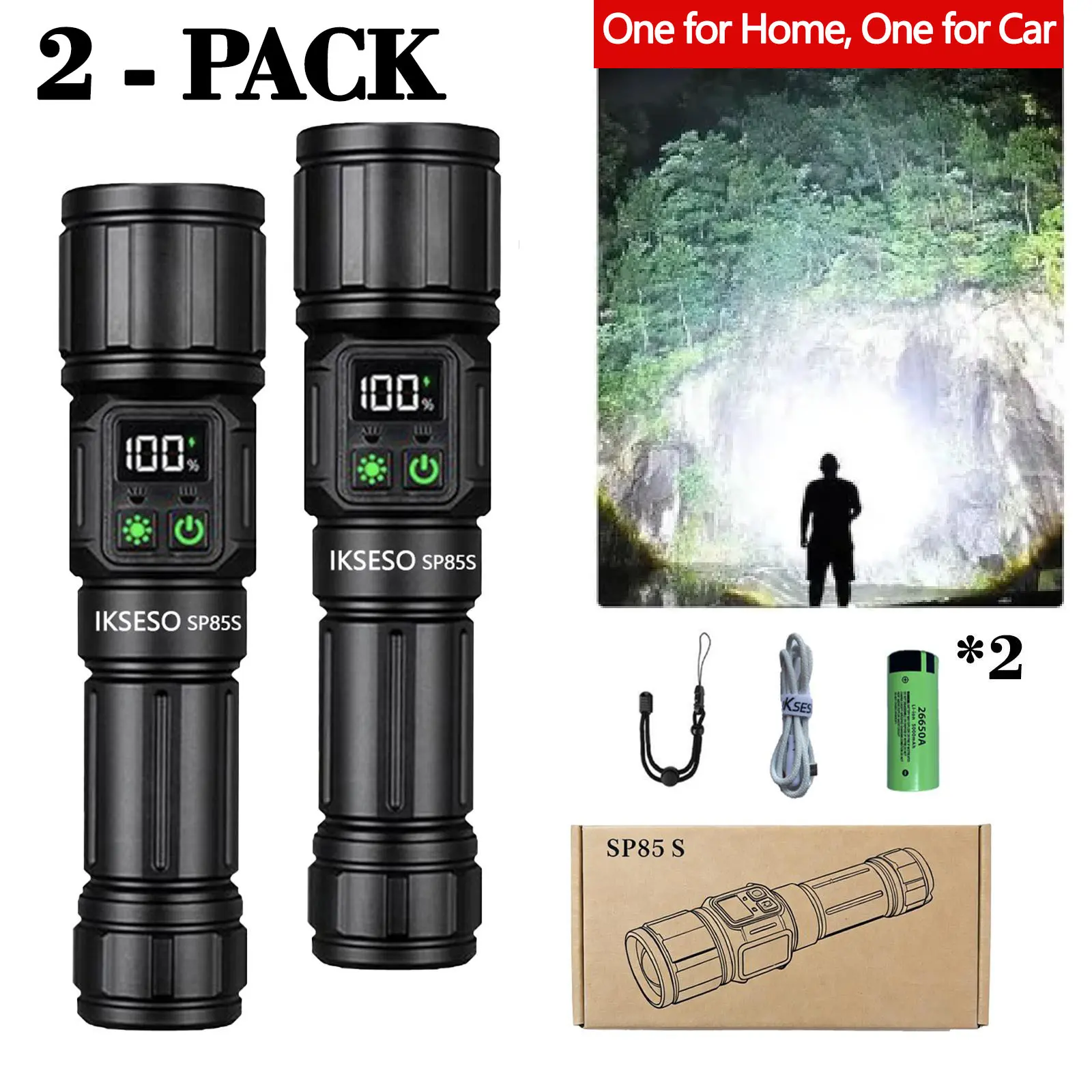 2 Pack 2800 Lumens Tactical Flashlights, USB Rechargeable for Gift Home Emergency Camping 2 Pack 2800 Lumens Tactical Flashlights, USB Rechargeable for Gift Home Emergency Camping