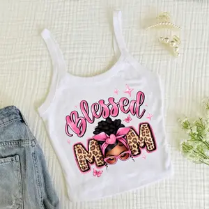[Hot Summer - Fast Ship From US] - Blessed Mom Strap Tank – Cute Mother’s Day Gift Shirt for Mom, Leopard Graphic Mom Tee