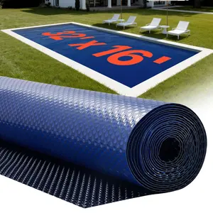 VEVOR Solar Pool Cover, 32x 16 ft Pool Bubble Cover, 16 Mil Pools Solar Blanket with Dual Heat-Locking Air Layer for Pools, Daytime Heat Absorption, Nighttime Heat Retention, Blue Silver, Cuttable