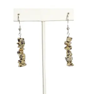 Dalmatian Stone Chip Earrings with Sterling Silver Hooks