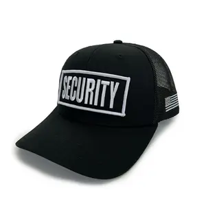 Premium Security Guard Trucker Hat with Patch Mesh Hat | Bold White Security Text | All Day Comfort | Versatile & Stylish | Snap Back One Size | Black
