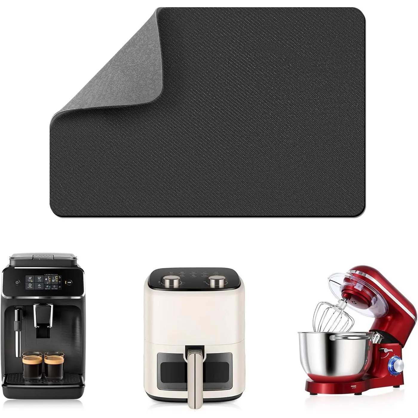 14"x10" Small Appliance Slider, Appliance Sliders for Kitchen Appliances, 360? Rotating Sliding Tray for Coffee Maker, Heat Resistant Mat Cut to Fit Stand Mixer Air Fryer Microwave, Gray