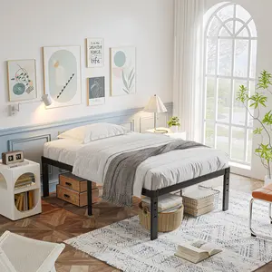 18-Inch Tall Metal Platform Bed Frame: Full Size Bed with Sturdy Support Slats, No Box Spring Required, Easy Assembly, Black