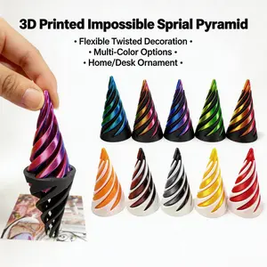 3D Printed 10PCS Spiral Cone Toy Impossible Pyramid Passthrough Sculpture Pass Through Pyramid Toy Mini Vortex Thread Illusion