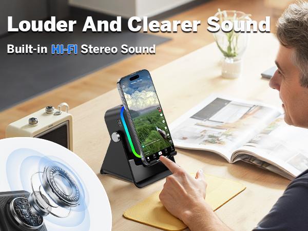 Wireless Induction Audio Speaker Stand, 5in1 Cellphone Holder, 3500mAh Rechargeable Emergency Power Bank, 360° Adjustable Mobile Tablet Stand with Colorful Ambient Light Gifts for Men Women, TikTokShopHolidayHaul Wireless Induction Audio Speaker Stand, 5in1 Cellphone Holder, 3500mAh Rechargeable Emergency Power Bank, 360° Adjustable Mobile Tablet Stand with Colorful Ambient Light Gifts for Men Women, TikTokShopHolidayHaul