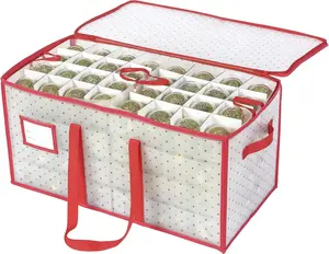 Plastic Christmas Ornament Storage Box with Trays, Customizable Dividers, Dust-Proof Durable Ornament Organizer Holder, Christmas Storage Containers Holds 128 x 3 inch Ornaments