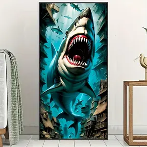 Shark Pattern DIY Diamond Arts Colorful Painting Kit without Frame, 5D Diamond Arts Colorful Painting Kit, Wall Art Decor for Home Living Room Bedroom