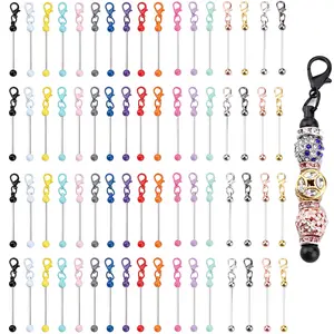 80pcs Beadable Charm Set with Lobster Clasps & Blank Beadable Bar Pendants, DIY Beading Supplies for Keychains, Phone Chains, Bag Charms, Jewelry Making Craft Accessories