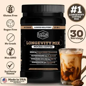 Black Forest - Longevity Coffee (10-In-1) - NMN, Glutathione, Magnesium Glycinate, TMG, Vitamin D3, C, K2, B12, Cocoa Powder, Instant Coffee | 30 Servings - Gluten - Free Sugar - Free Non GMO