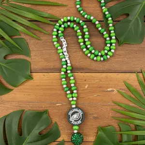 Philadelphia Eagles Custom Wood Beaded Lanyard with Team Colors for Game Day Style