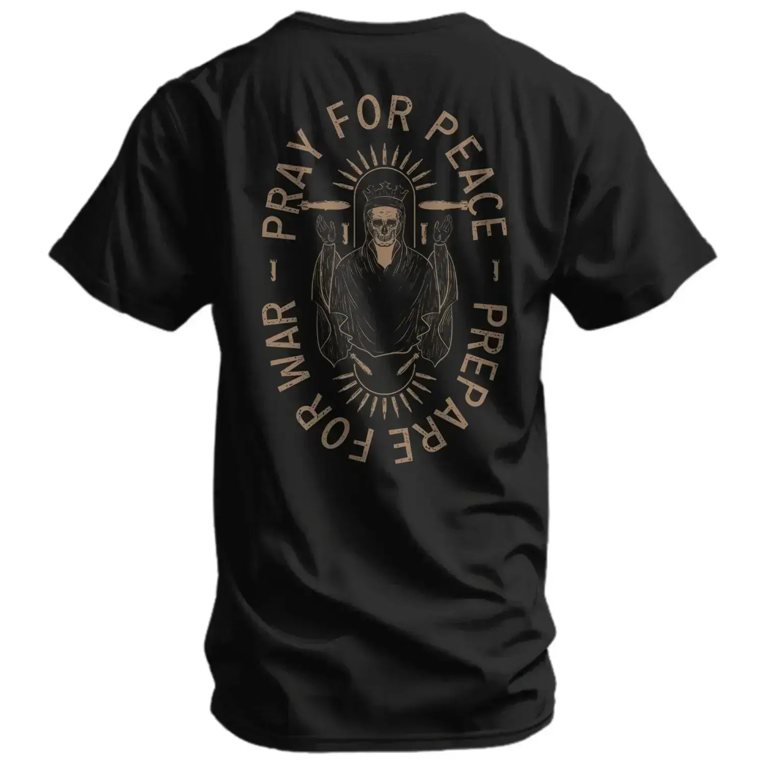 Men's "Pray for Peace" Graphic T-Shirt - Shortleeve Crewneck Tee, Soft Breathable Cotton Sports Day Casual Tops, Classic Menswear (Graduation, Christmas Occasions), Shortsleeve, Tshirt