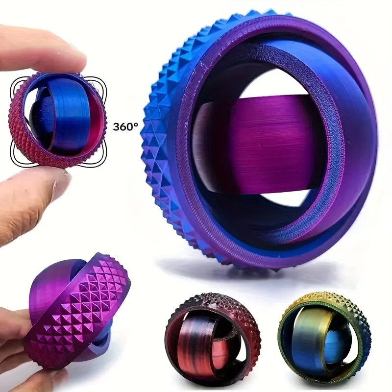 6-Pack 3D Printed Gyroscope Pendants, Unique Design Ornamental Fidget Accessories, Durable and Stylish Gift Ideas, Perfect for Tech Enthusiasts and Collectors