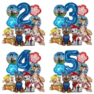 9pcs Cartoon Paw Patrol Foil Balloon Digital Number Supplies Rescue Dog Childrens Birthday Party Decoration Baby Gift Chase Skye