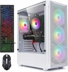 STGAubron Gaming PC Computer Desktop, GeForce GTX 1660 Ti 6G, Intel Core I7 up to 3.9GHz, 16G RAM, 512G SSD, WiFi 6, BT 5.0, RGB Fan x 4, Windows 11 Home,White