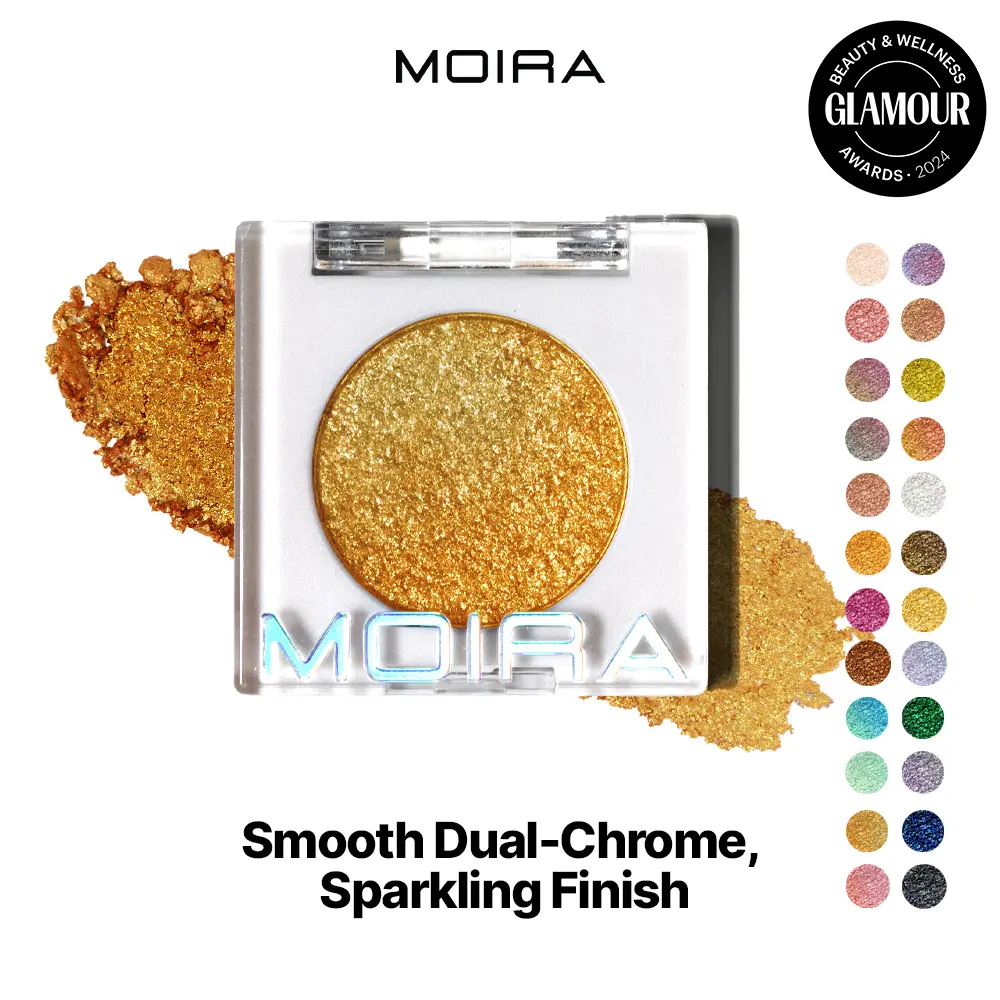 MOIRA | Chroma Light Eye Shadow (011, Golden Topaz) | High-Pigment Foiled Finish, Creamy Blendable Microfine Shimmer, 100% Vegan