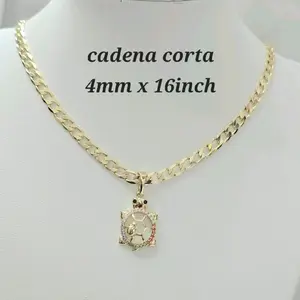 4mm x 16inch Cuban Chain Necklace with turtle Pendant for Men and Women