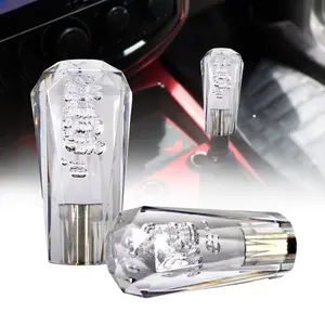 VIP 100mm Transparent Manual Black Diamond Crystal Bubble Shift Knob Universal