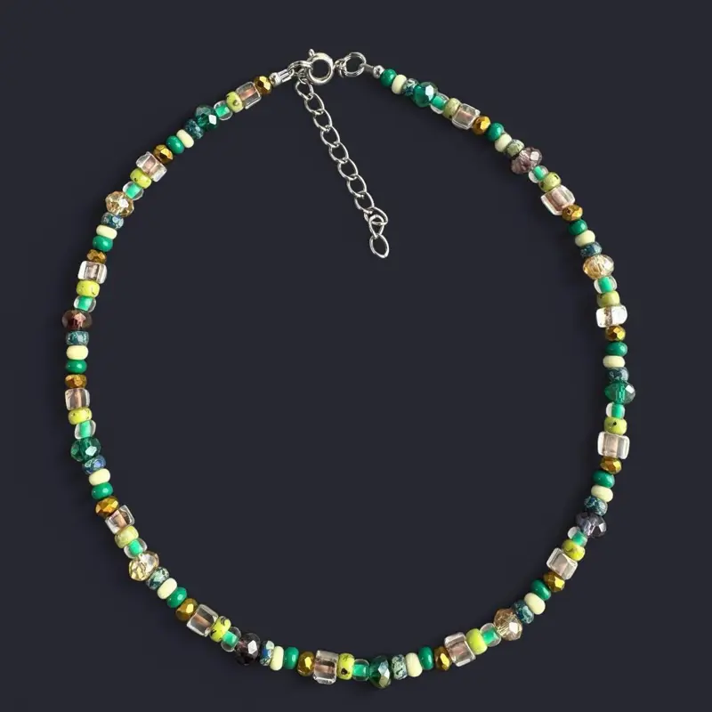 Shamrock Glass Bead Choker Necklace