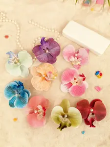 9 Piece Sweet Orchid Pearl Hair Clips Set, Butterfly Clips, Multicolor Flower Side Clip Accessories for Girls, Summer Cute Girl Orchid Pearl Hair Claws