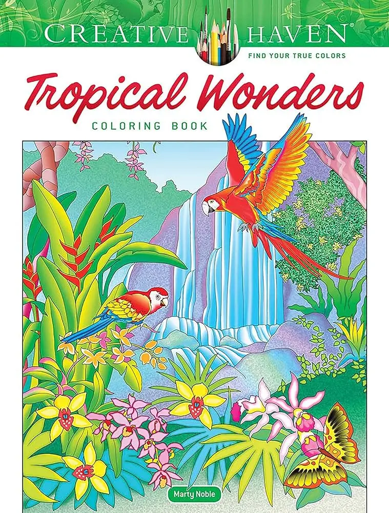 Creative Haven Tropical Wonders Adult Coloring Book - Collectible Nature-Themed Entertainment Item with Dramatic Vistas, Animals, Tropical Flora, Illustrations, Relaxation Art