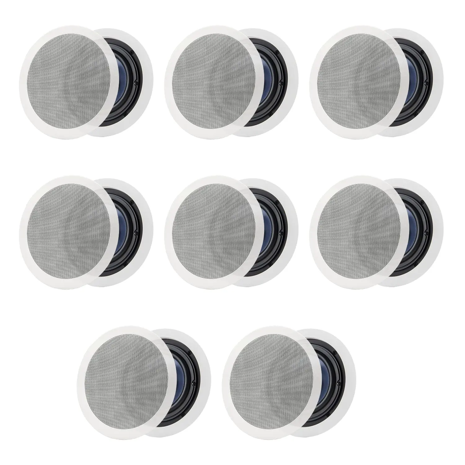 Polk Audio RC80I 2-Way Aluminium Round In-Ceiling Speakers - 8 Pack (White) with Smartphone Compatibility, Ceiling Mount, Overhead Design, Ceiling Mount Speaker, Overhead Speakers