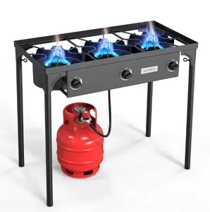 ROVSUN 3-Burner 225000 BTU Outdoor Camping Propane Stove